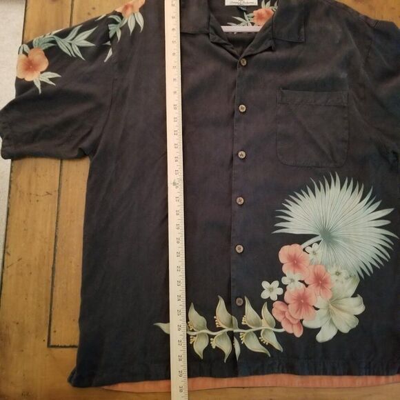 Tommy Bahama Silk Hawaiian Black Camp Shirt Button Up Size Large - Picture 11 of 12